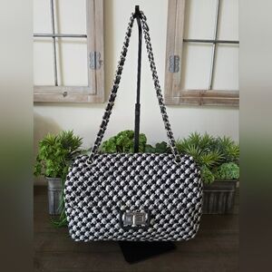 Karl Lagerfeld Tweed Houndstooth Shoulder/Crossbody Bag